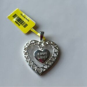 Sterling Silver Heart "True Love" Heart  Pendant 925